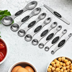 Stainless Steel Magnetic Spoons 9 PCS/Set with Leveler for Baking, Stackable Metallic Spice Kitchen Utensils and Gadgets