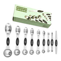 Stainless Steel Magnetic Spoons 9 PCS/Set with Leveler for Baking, Stackable Metallic Spice Kitchen Utensils and Gadgets