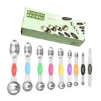 Stainless Steel Magnetic Spoons 9 PCS/Set with Leveler for Baking, Stackable Metallic Spice Kitchen Utensils and Gadgets