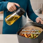 Multifunctional 2-in-1 Glass Oil Dispenser, 1 Count Olive Oil Sprayer with Handle, Oil Dispenser for Cooking, Baking, Frying