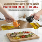 Multifunctional 2-in-1 Glass Oil Dispenser, 1 Count Olive Oil Sprayer with Handle, Oil Dispenser for Cooking, Baking, Frying