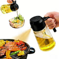 Multifunctional 2-in-1 Glass Oil Dispenser, 1 Count Olive Oil Sprayer with Handle, Oil Dispenser for Cooking, Baking, Frying