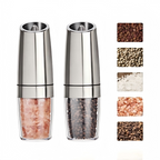 2 PCS/Set Electric salt and pepper grinder set, adjustable coarseness with LED light, one-handed kitchen grinder, large capacity automatic salt and pepper grinder