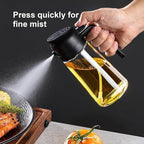 Multifunctional 2-in-1 Glass Oil Dispenser, 1 Count Olive Oil Sprayer with Handle, Oil Dispenser for Cooking, Baking, Frying