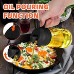 Multifunctional 2-in-1 Glass Oil Dispenser, 1 Count Olive Oil Sprayer with Handle, Oil Dispenser for Cooking, Baking, Frying