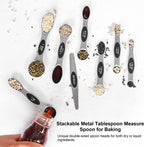 Stainless Steel Magnetic Spoons 9 PCS/Set with Leveler for Baking, Stackable Metallic Spice Kitchen Utensils and Gadgets
