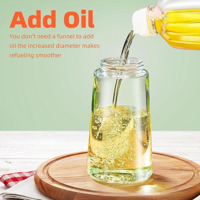 Multifunctional 2-in-1 Glass Oil Dispenser, 1 Count Olive Oil Sprayer with Handle, Oil Dispenser for Cooking, Baking, Frying