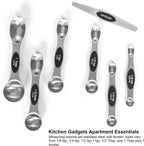 Stainless Steel Magnetic Spoons 9 PCS/Set with Leveler for Baking, Stackable Metallic Spice Kitchen Utensils and Gadgets