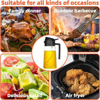 Multifunctional 2-in-1 Glass Oil Dispenser, 1 Count Olive Oil Sprayer with Handle, Oil Dispenser for Cooking, Baking, Frying