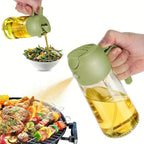 Multifunctional 2-in-1 Glass Oil Dispenser, 1 Count Olive Oil Sprayer with Handle, Oil Dispenser for Cooking, Baking, Frying