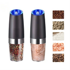2 PCS/Set Electric salt and pepper grinder set, adjustable coarseness with LED light, one-handed kitchen grinder, large capacity automatic salt and pepper grinder