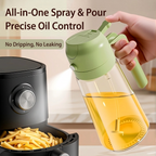 Multifunctional 2-in-1 Glass Oil Dispenser, 1 Count Olive Oil Sprayer with Handle, Oil Dispenser for Cooking, Baking, Frying